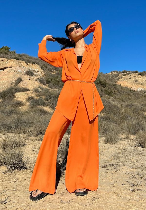 NA-KD Trend Byxor i chiffon med lös passform - Orange