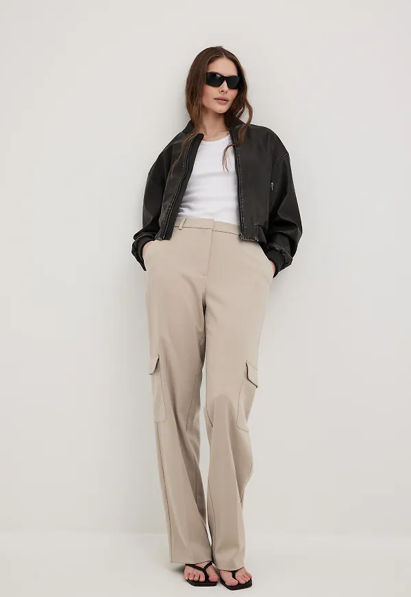 NA-KD Trend Cargo-kostymbyxor - Beige