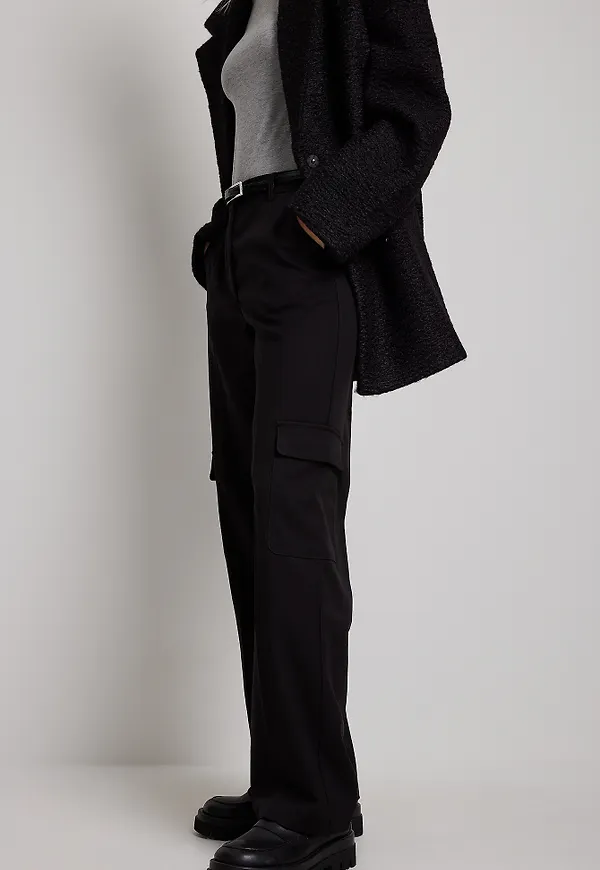 NA-KD Trend Cargo-kostymbyxor - Black