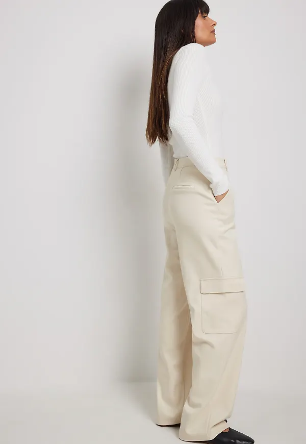 NA-KD Trend Cargo-kostymbyxor - Offwhite