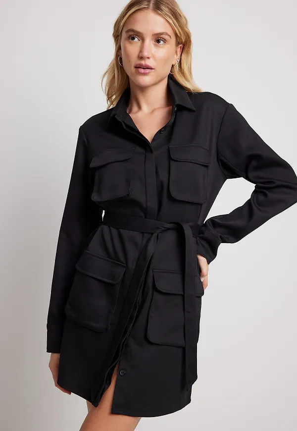 NA-KD Trend Cargo Mini Dress - Black
