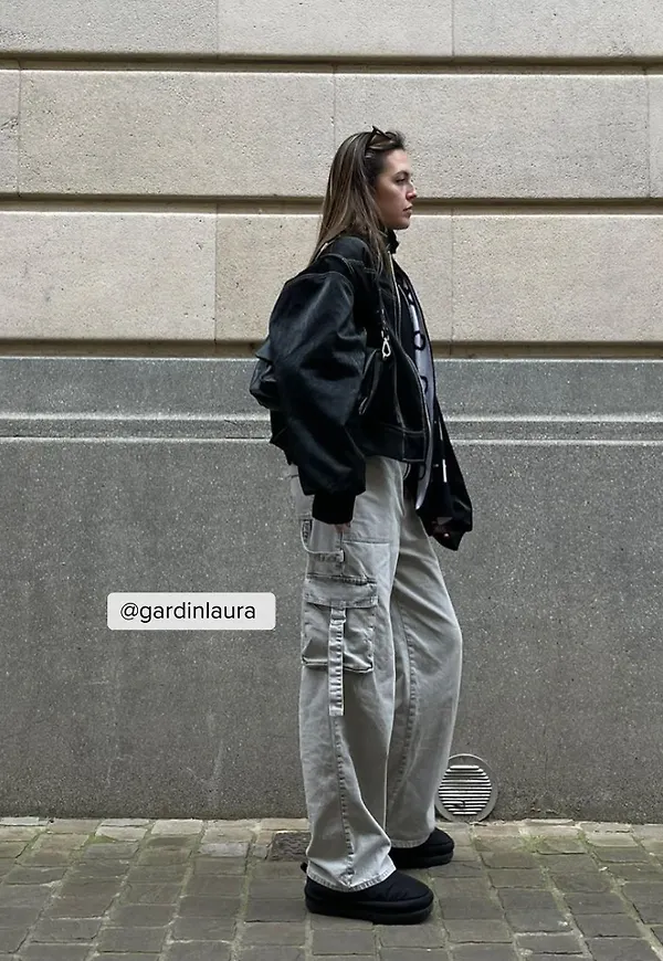 NA-KD Trend Cargojeans med metalldetalj - Grey