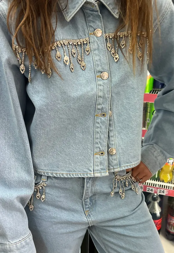 NA-KD Trend Croppad denimjacka - Blue