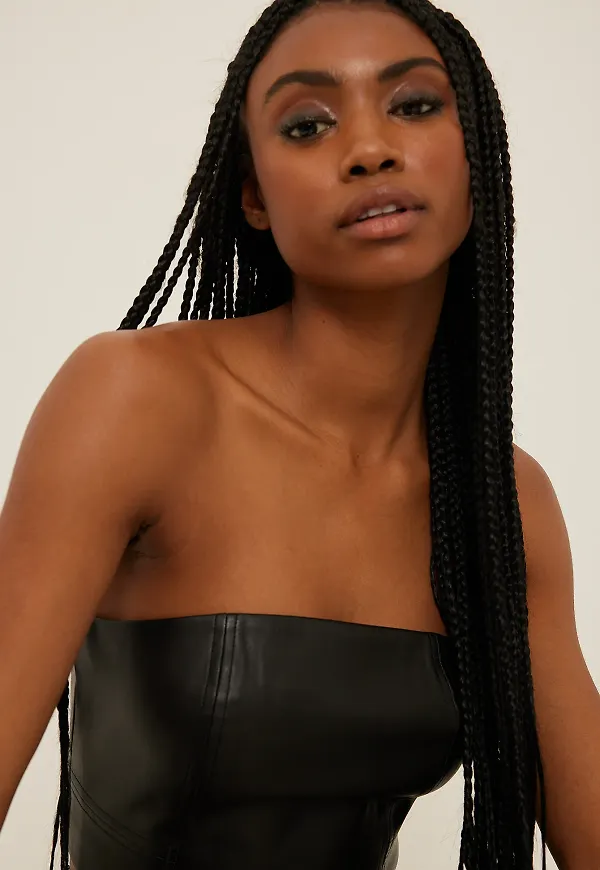 NA-KD Trend Croppad PU-topp - Black