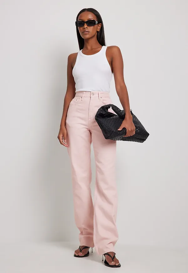 NA-KD Trend Denim med raka ben - Pink