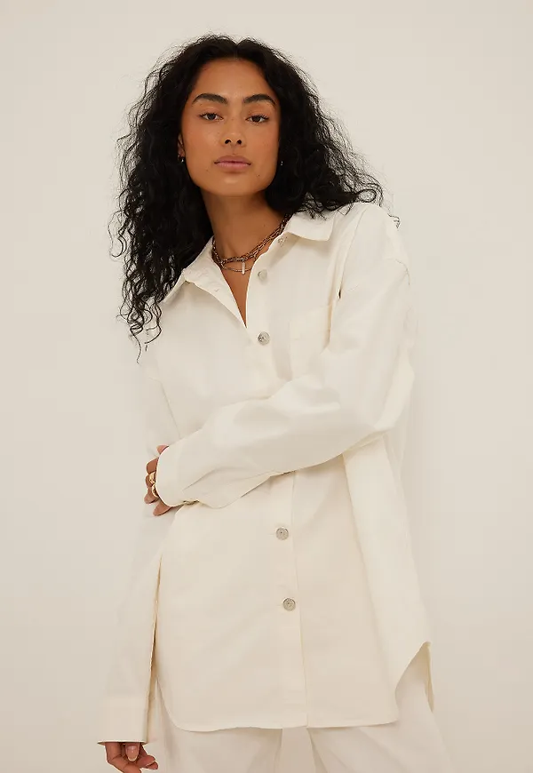 NA-KD Trend Denim Overshirt - Offwhite