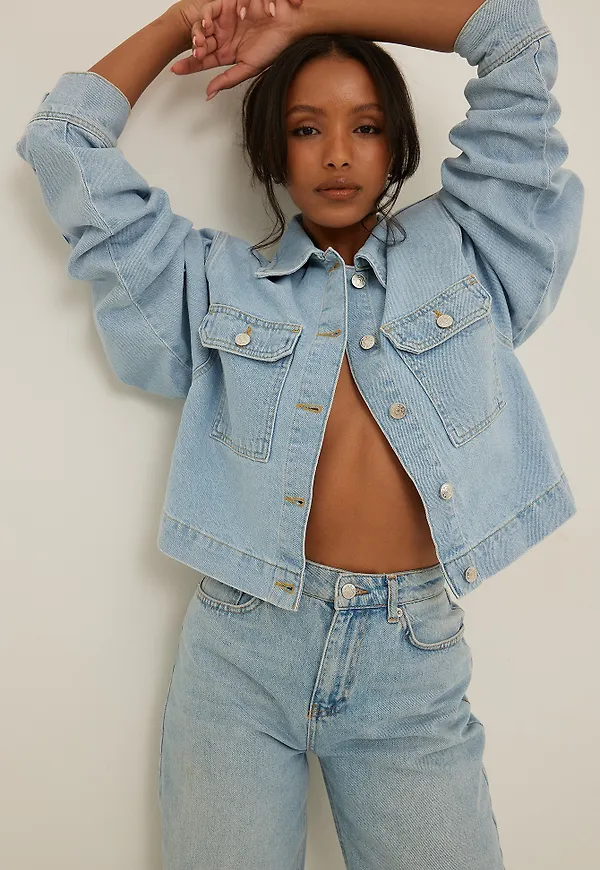 NA-KD Trend Denimjacka med framficka - Blue