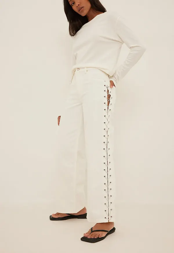 NA-KD Trend Detaljerad denim - Offwhite
