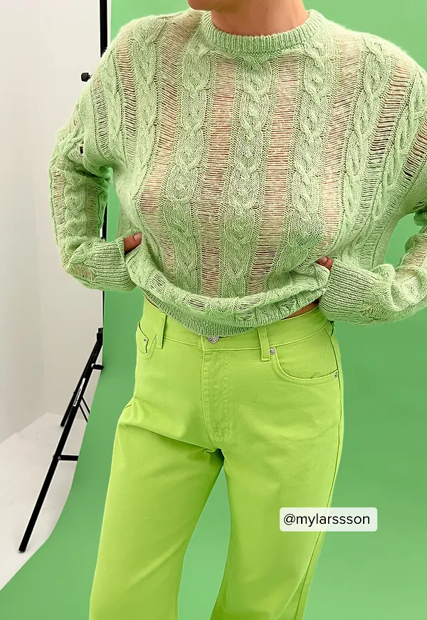 NA-KD Trend Distressed stickad tröja - Green