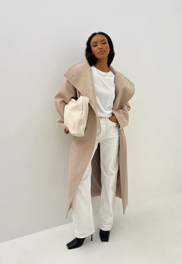 NA-KD Trend Dubbelknäppt kappa - Beige