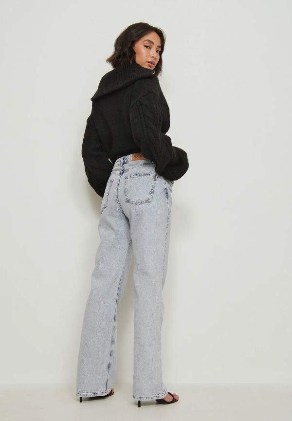 NA-KD Trend Ekologiska relaxed fullängdsjeans - Blue