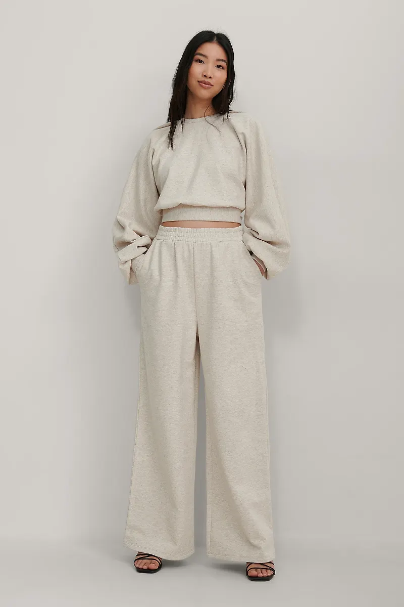 NA-KD Trend Ekologiska Vida Sweatpants Med Elastisk Midja - Beige