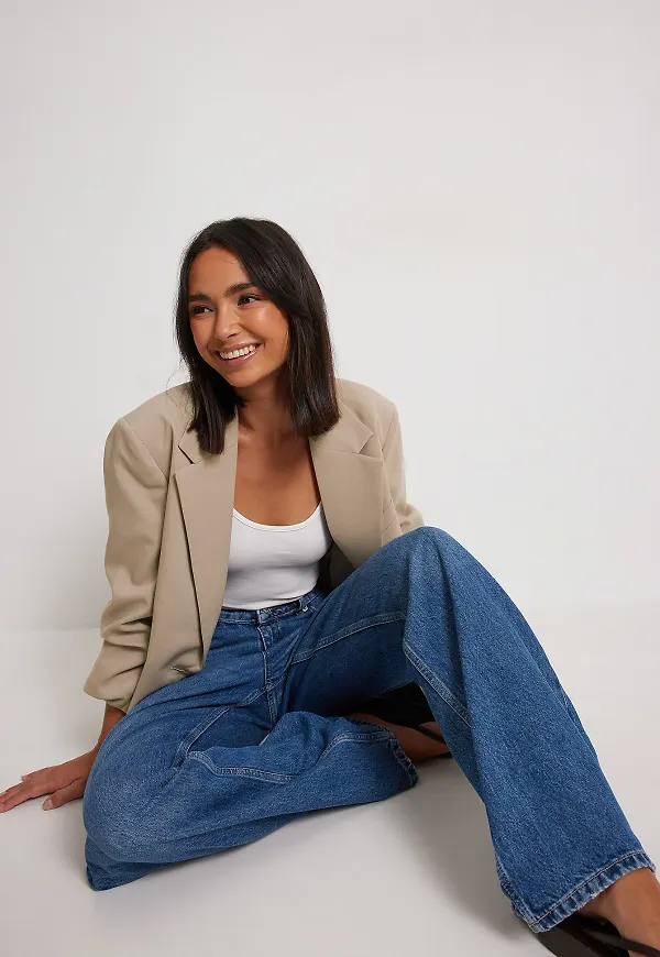 NA-KD Trend Jeans med hög midja och lös passform - Blue