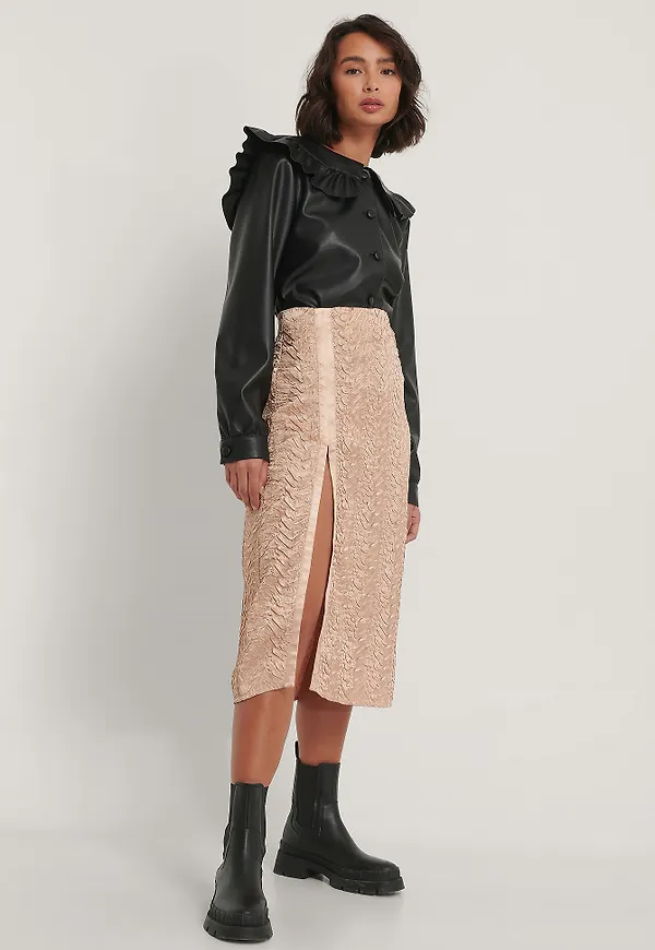 NA-KD Trend Kjol Med Struktur - Beige