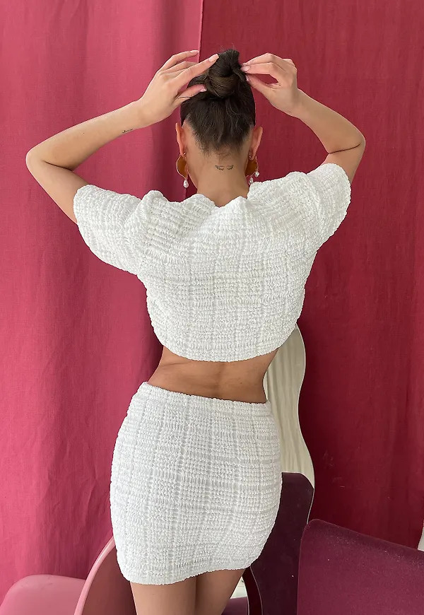 NA-KD Trend Kjol med struktur - White