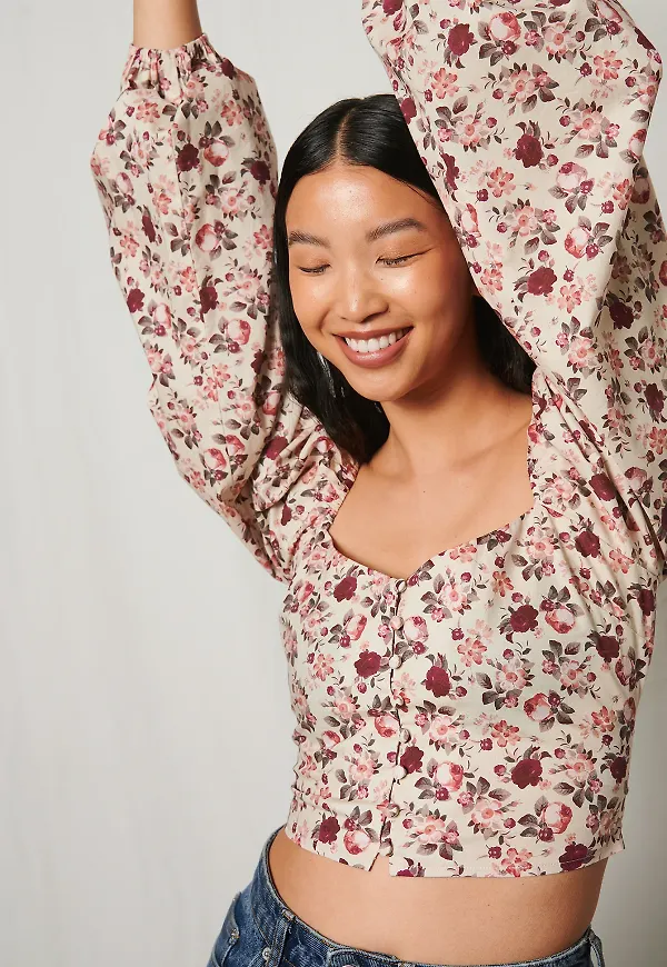 NA-KD Trend Korsettblus - Flower