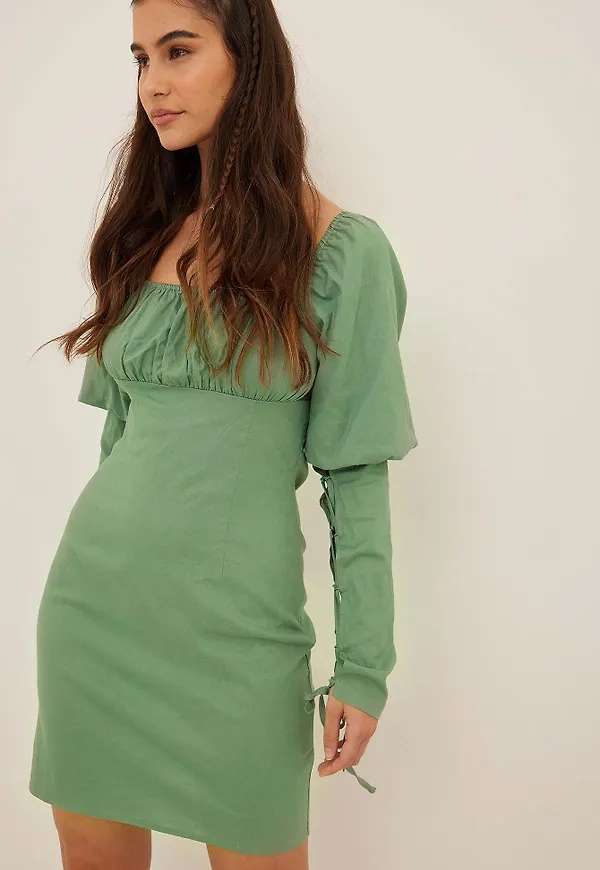 NA-KD Trend Linneklänning - Green