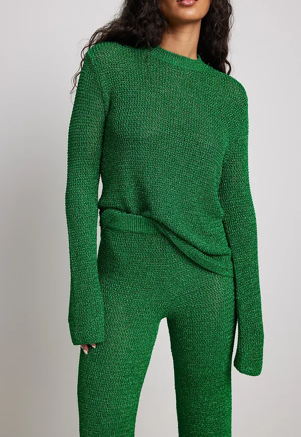 NA-KD Trend Lurex stickad tröja - Green
