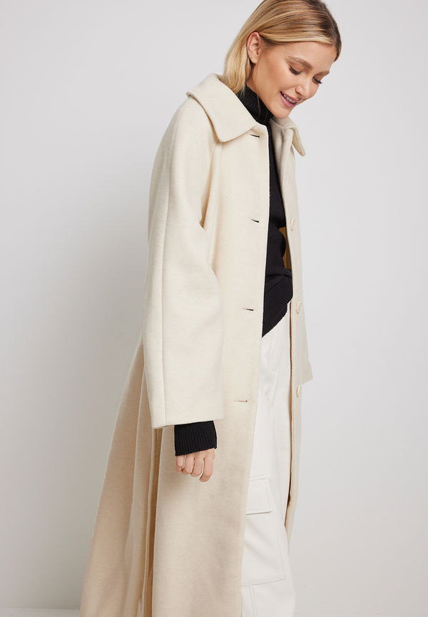NA-KD Trend Lång kappa med slits baktill - Beige