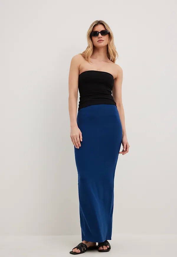 NA-KD Trend Maxikjol med slits - Blue