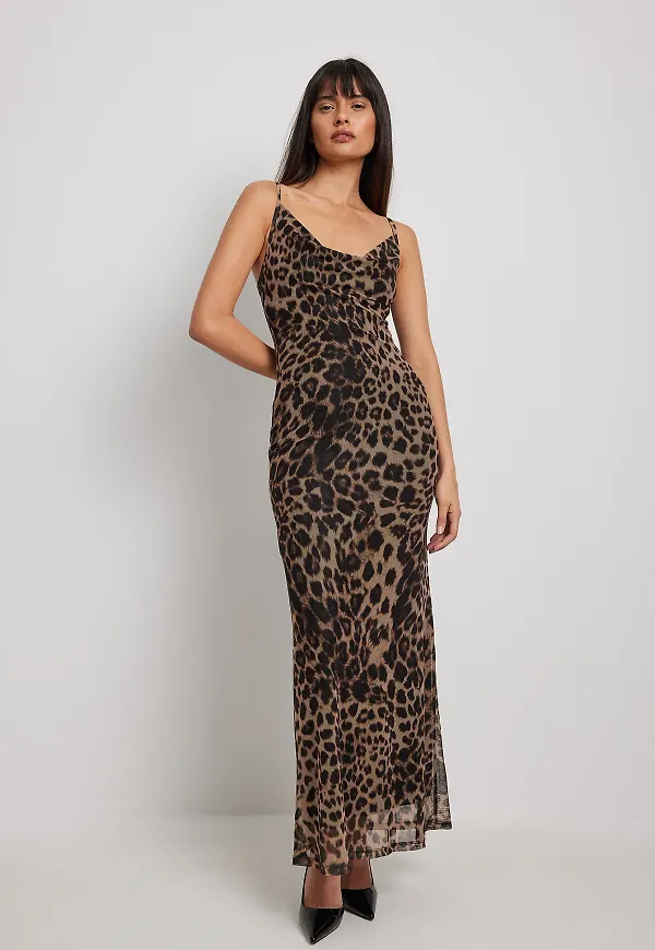 NA-KD Trend Maxiklänning i mesh - Leopard
