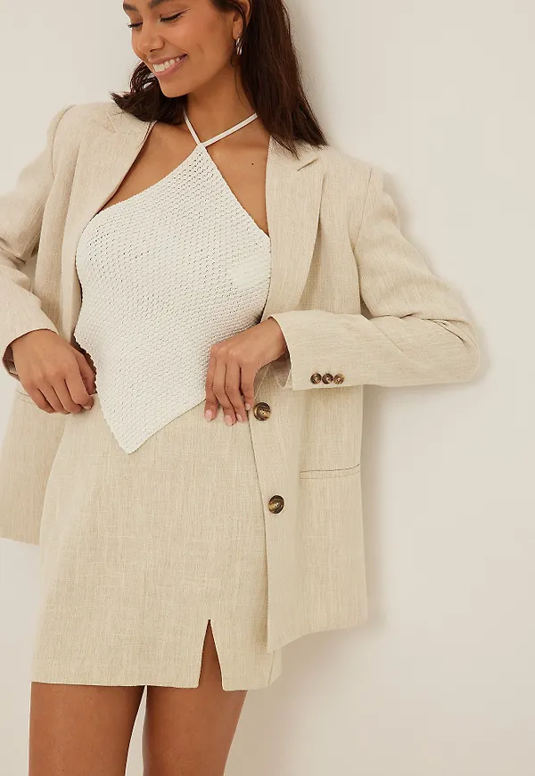 NA-KD Trend Melange minikjol - Beige
