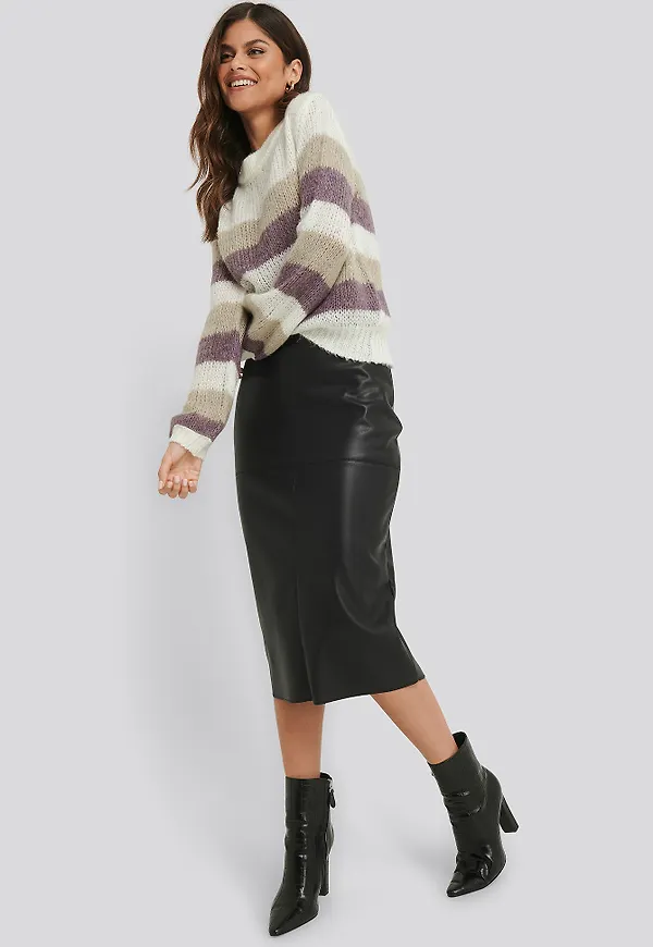 NA-KD Trend Midi PU Skirt - Black