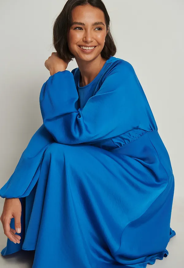 NA-KD Trend Midiklänning med ballongärm - Blue