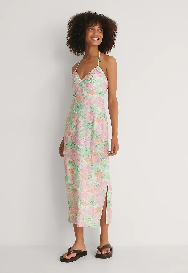 NA-KD Trend Midiklänning med halterneck - Flower