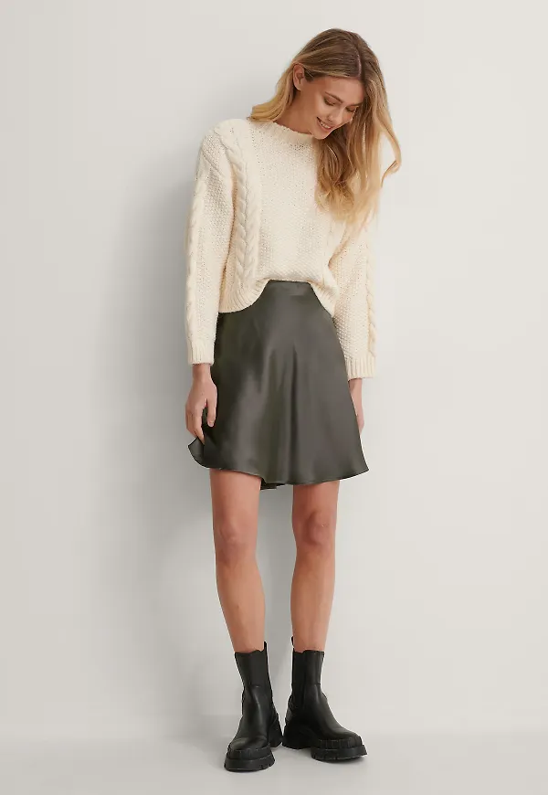 NA-KD Trend Minikjol I Satin - Grey
