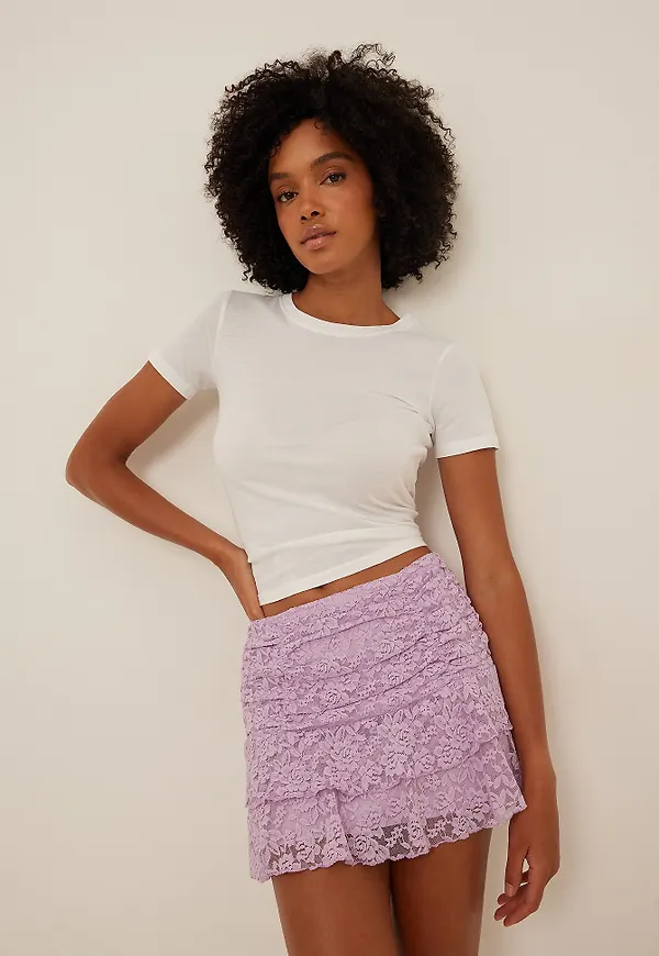 NA-KD Trend Minikjol i spets - Purple