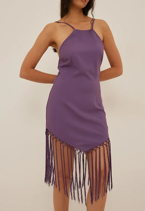 NA-KD Trend Miniklänning med volangdetalj - Purple