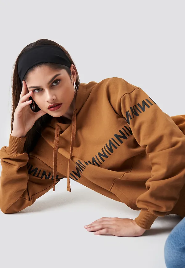 NA-KD Trend N Branded Hoodie - Orange