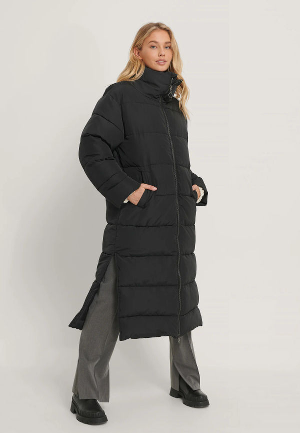 NA-KD Trend Oversize Lång Vadderad Jacka - Black