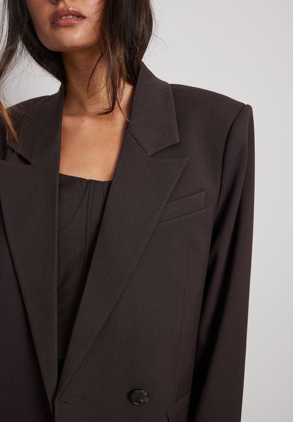 NA-KD Trend Oversized Dubbelknäppt kavaj - Brown
