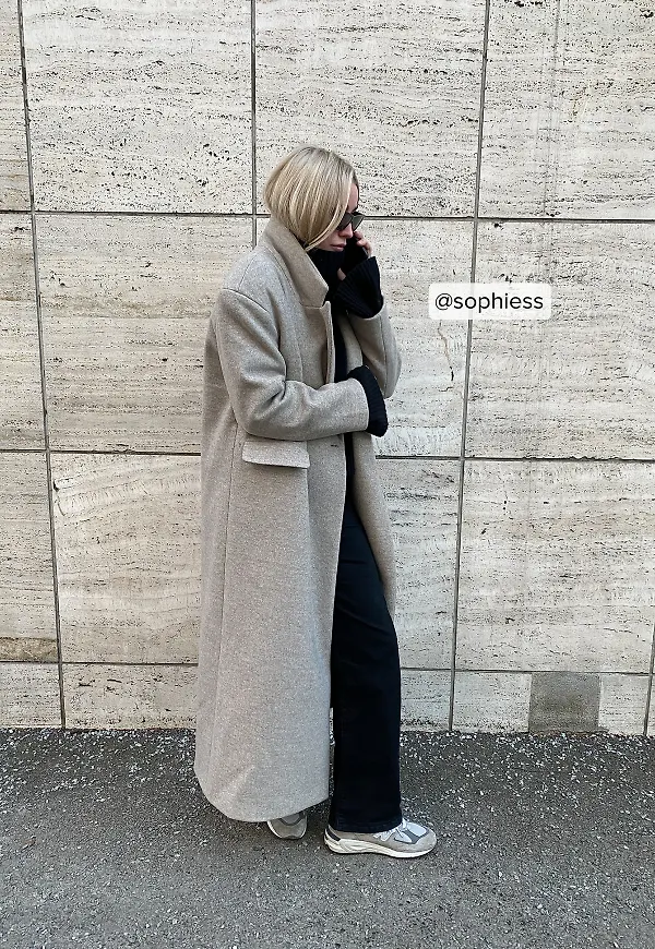 NA-KD Trend Oversized kappa med stora axlar i ullmix - Beige
