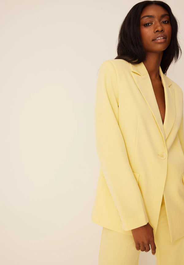 NA-KD Trend Oversized singel-knapp blazer - Yellow