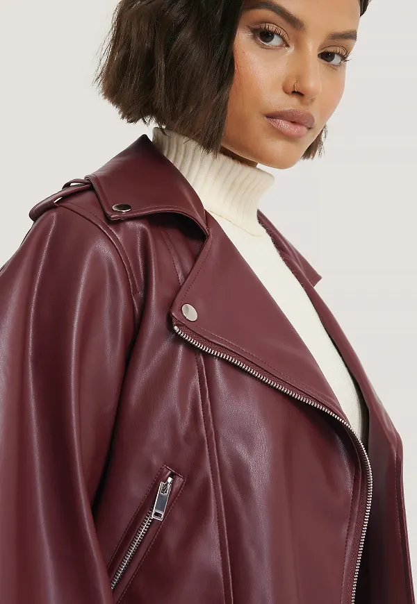 NA-KD Trend Pu-Jacka Med Ballongärm - Burgundy