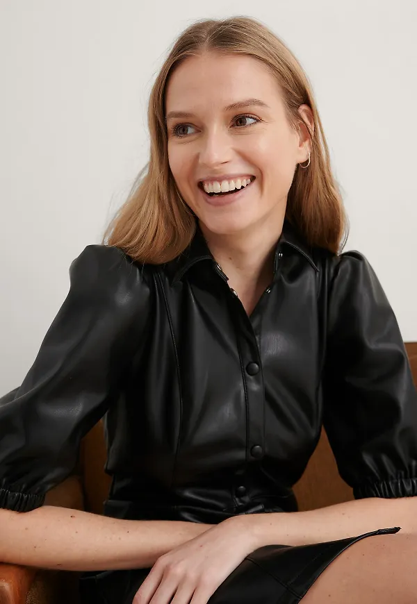 NA-KD Trend Pu-Klänning Med Puffärm - Black