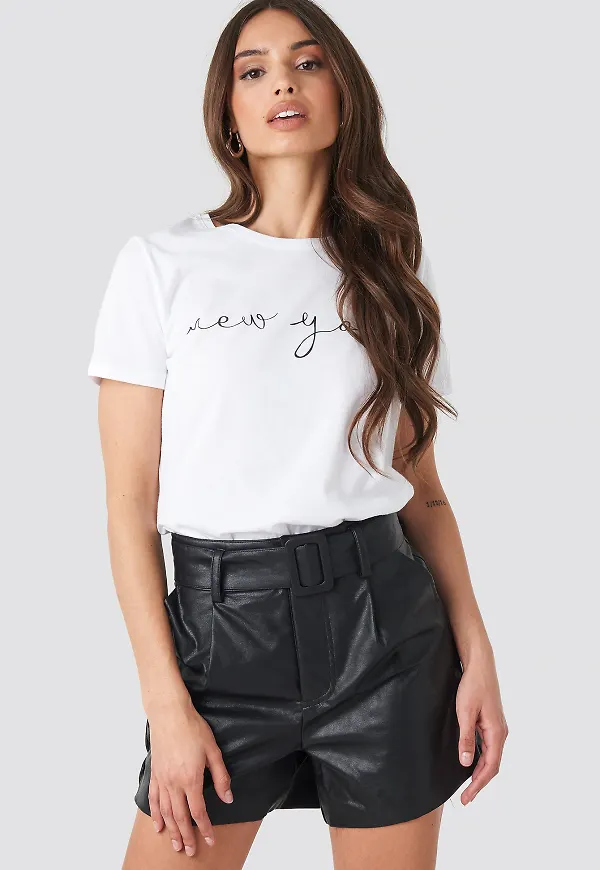 NA-KD Trend PU Shorts - Black