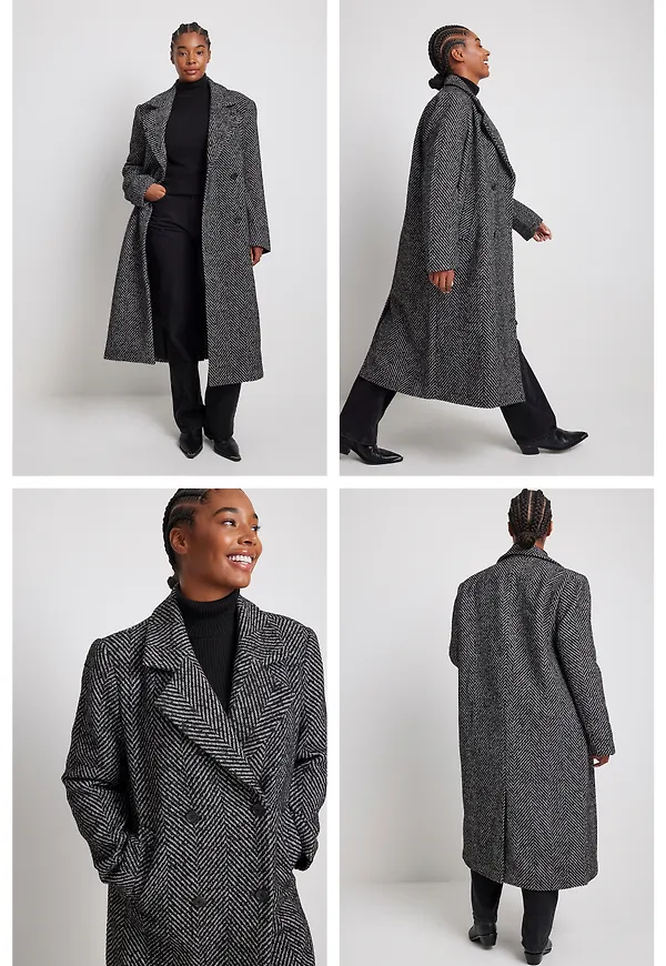 NA-KD Trend Rak herringbone-kappa - Black