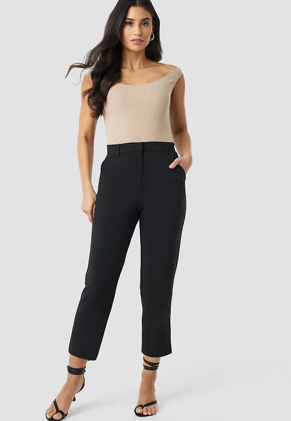 NA-KD Trend Raw Hem Pants - Black