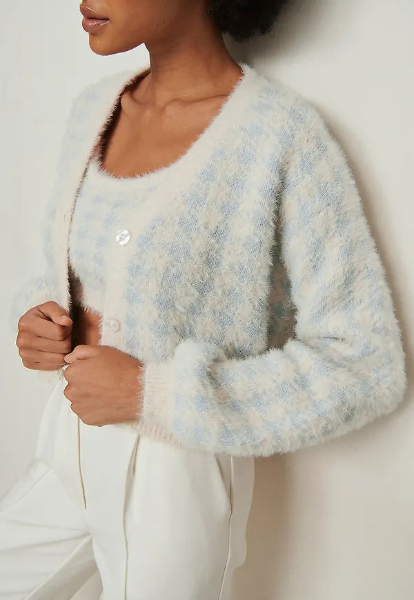 NA-KD Trend Rutig stickad kofta - Checkered