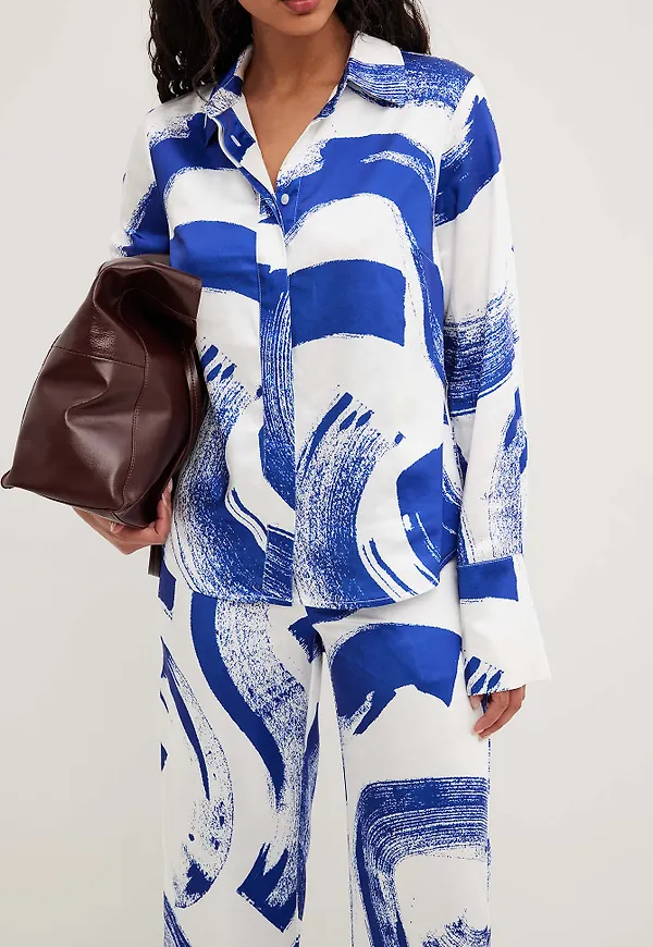 NA-KD Trend Satinskjorta - Blue,Multicolor