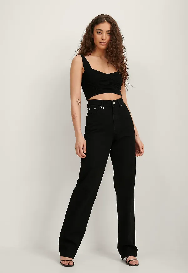 NA-KD Trend Skaterjeans Med Raka Ben - Black