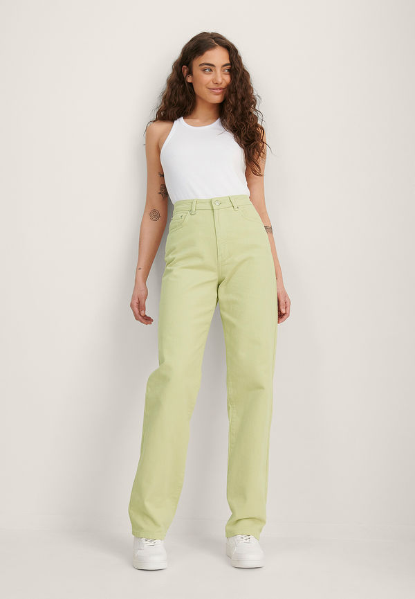 NA-KD Trend Skaterjeans Med Raka Ben - Green
