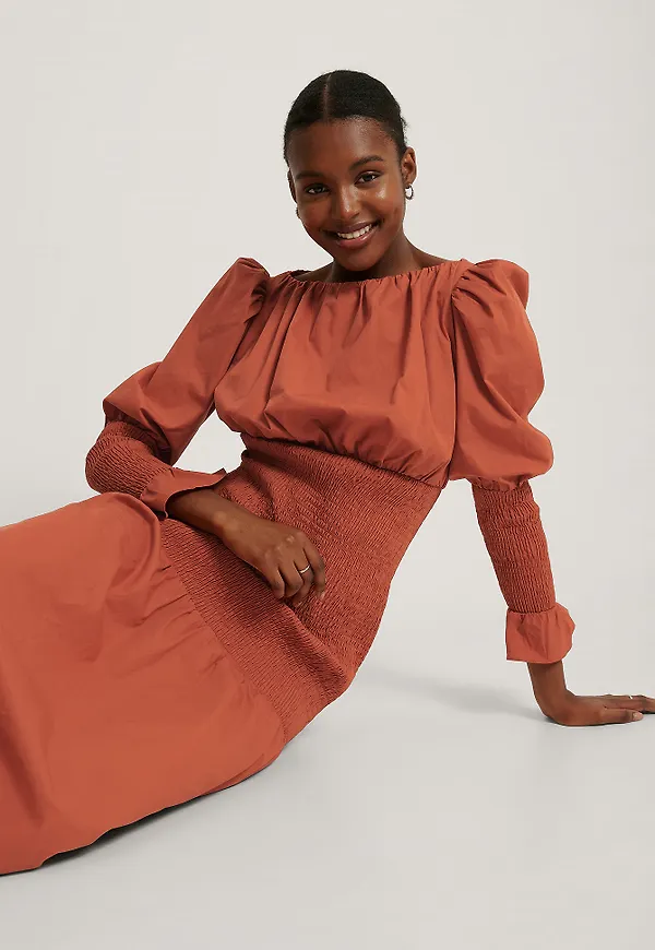 NA-KD Trend Smockklänning Med Puffärm - Red