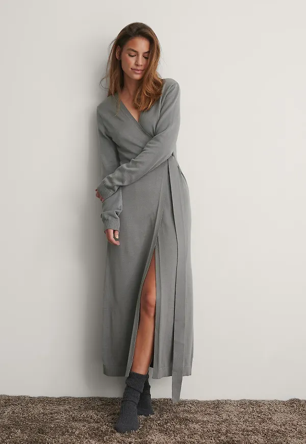 NA-KD Trend Stickad Klänning - Grey