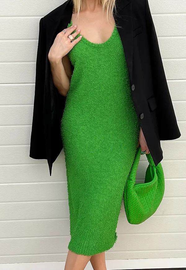 NA-KD Trend Stickad midiklänning - Green