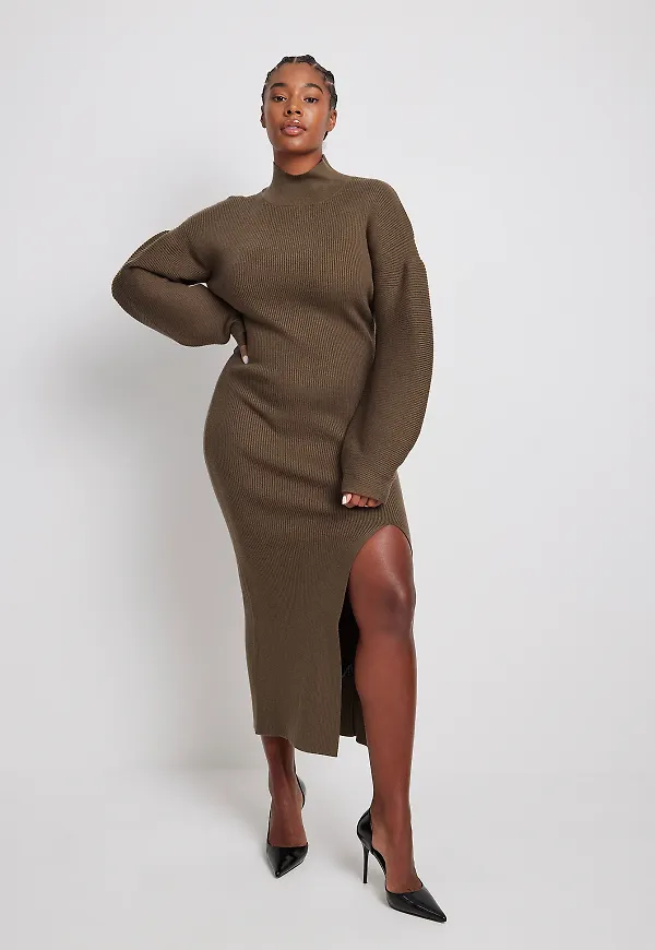 NA-KD Trend Stickad midiklännning - Brown